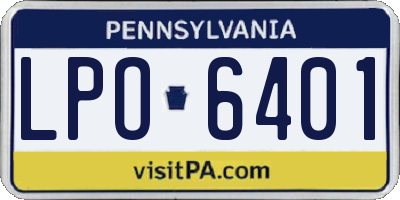 PA license plate LPO6401