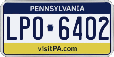 PA license plate LPO6402
