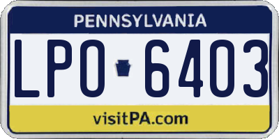 PA license plate LPO6403