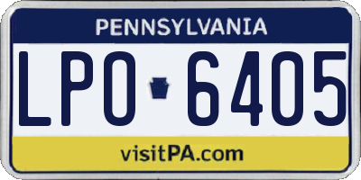 PA license plate LPO6405
