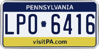PA license plate LPO6416