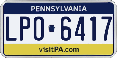 PA license plate LPO6417