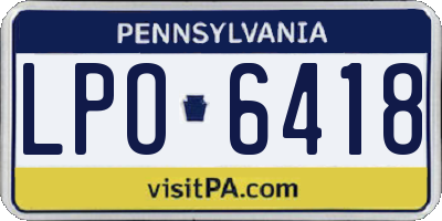 PA license plate LPO6418