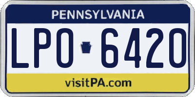 PA license plate LPO6420