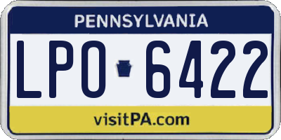 PA license plate LPO6422