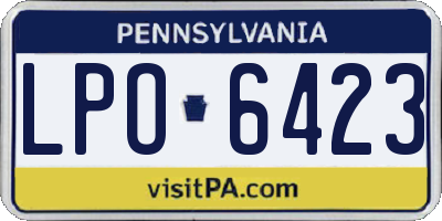 PA license plate LPO6423