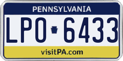PA license plate LPO6433