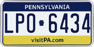 PA license plate LPO6434