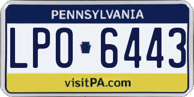 PA license plate LPO6443