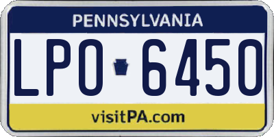 PA license plate LPO6450
