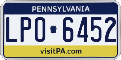 PA license plate LPO6452