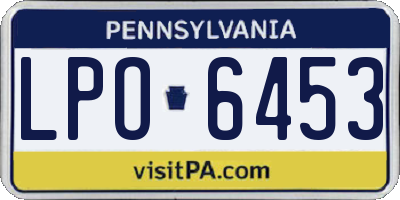 PA license plate LPO6453