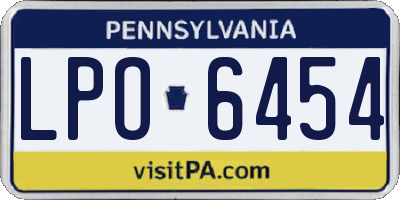 PA license plate LPO6454