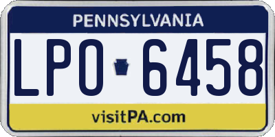 PA license plate LPO6458