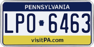 PA license plate LPO6463