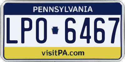 PA license plate LPO6467