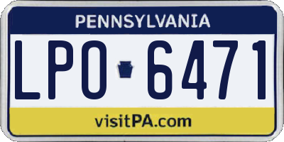 PA license plate LPO6471