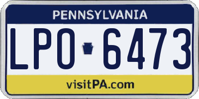 PA license plate LPO6473