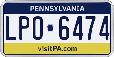 PA license plate LPO6474