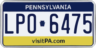 PA license plate LPO6475