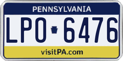 PA license plate LPO6476