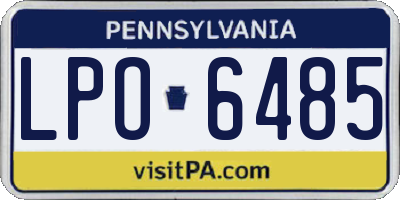 PA license plate LPO6485