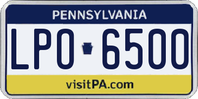 PA license plate LPO6500