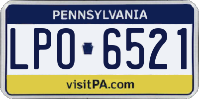 PA license plate LPO6521