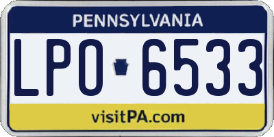 PA license plate LPO6533