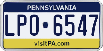 PA license plate LPO6547