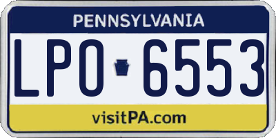 PA license plate LPO6553
