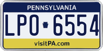 PA license plate LPO6554