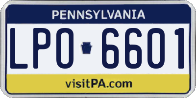 PA license plate LPO6601