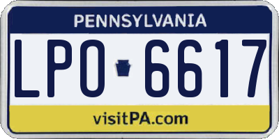PA license plate LPO6617