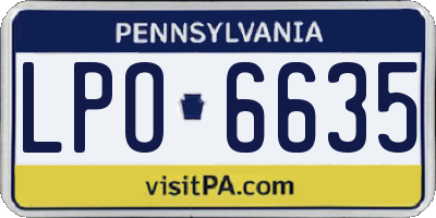 PA license plate LPO6635