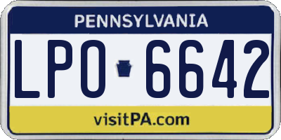 PA license plate LPO6642