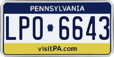 PA license plate LPO6643