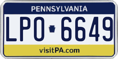 PA license plate LPO6649