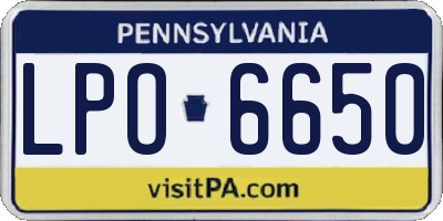PA license plate LPO6650