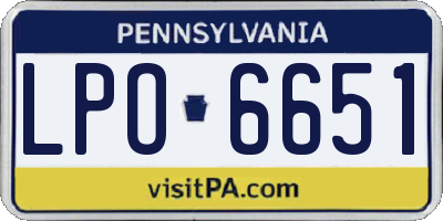 PA license plate LPO6651