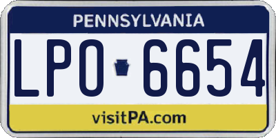 PA license plate LPO6654
