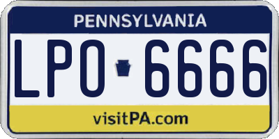 PA license plate LPO6666