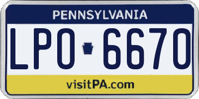 PA license plate LPO6670