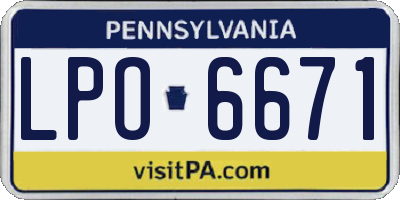 PA license plate LPO6671