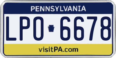 PA license plate LPO6678