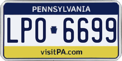 PA license plate LPO6699