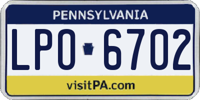 PA license plate LPO6702