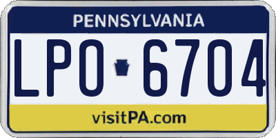 PA license plate LPO6704