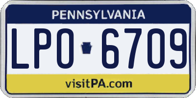 PA license plate LPO6709