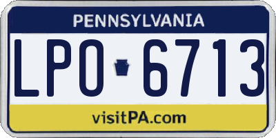 PA license plate LPO6713